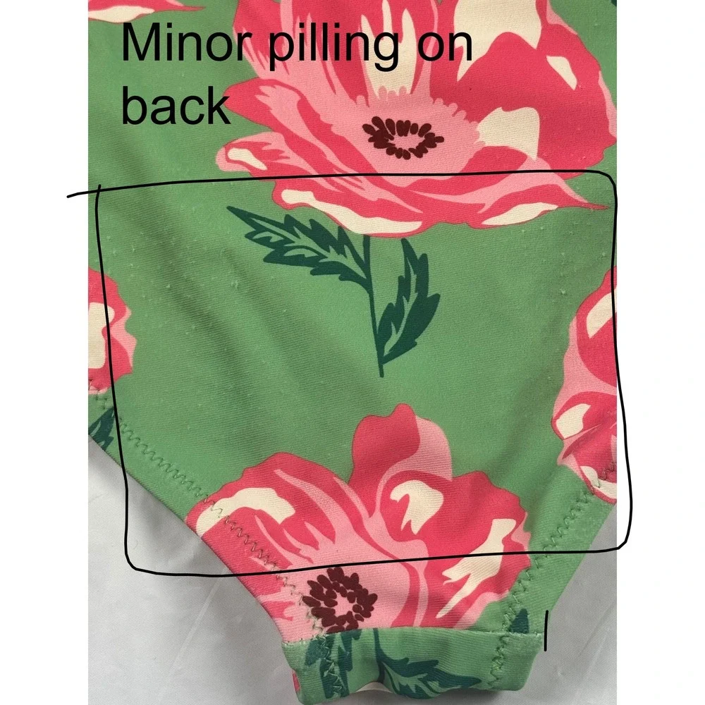 Pink Chicken Girls Green Pink Floral Long Sleeve Rash Guard Swimsuit Size‎ 6Y